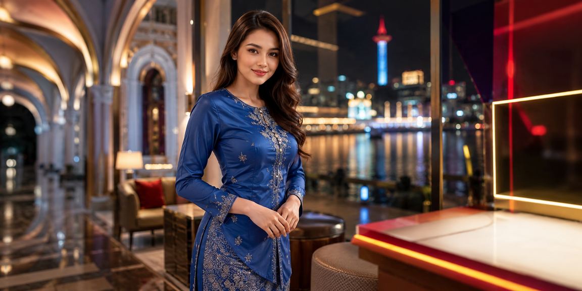 Pemain kasino Malaysia dalam baju kurung menikmati hiburan premium yang selamat